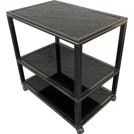 Image 1 of Vintage black aluminum table on castors by Pierre Vandel