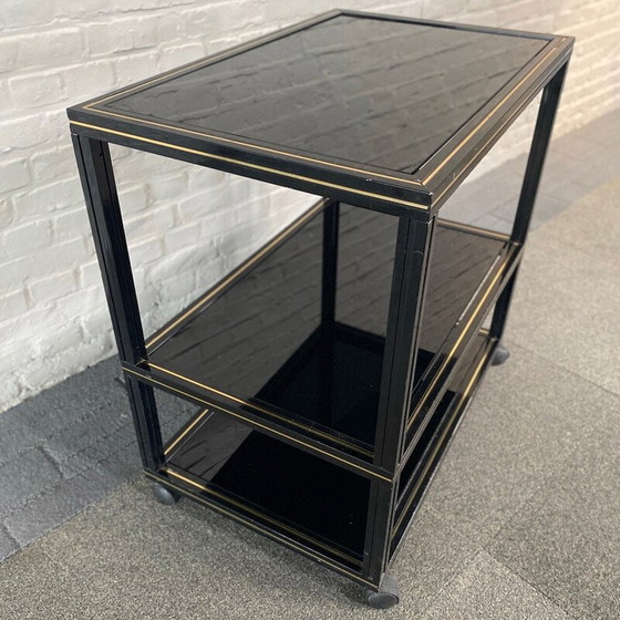 Image 1 of Vintage black aluminum table on castors by Pierre Vandel
