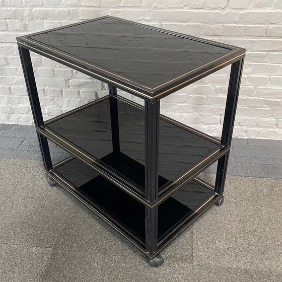 Image 1 of Vintage black aluminum table on castors by Pierre Vandel