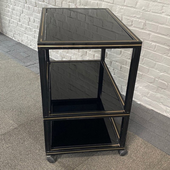 Image 1 of Vintage black aluminum table on castors by Pierre Vandel