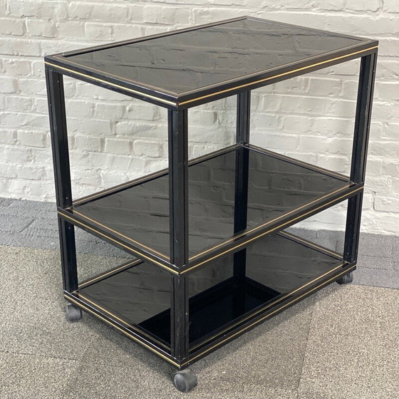 Image 1 of Vintage black aluminum table on castors by Pierre Vandel