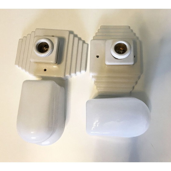 Image 1 of Lampada da parete vintage in opale e porcellana di Roca Spagna