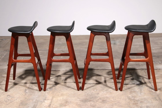 Image 1 of Erik Buch Wooden Bar Chairs 1960 Denmark