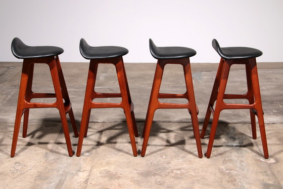 Image 1 of Erik Buch Wooden Bar Chairs 1960 Denmark