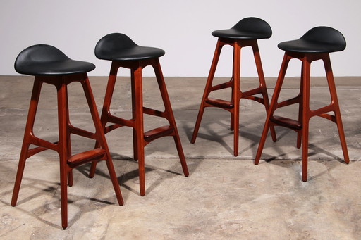 Erik Buch Wooden Bar Chairs 1960 Denmark