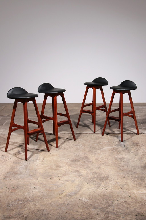 Chaises de bar en bois Erik Buch 1960 Danemark