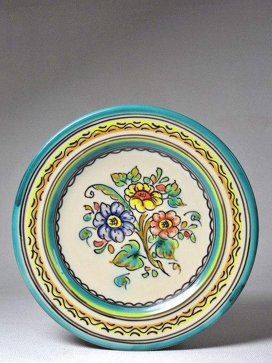 Image 1 of Small decorative plate, painted, handmade ceramic from Tolede