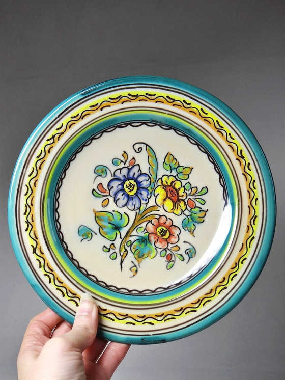 Image 1 of Small decorative plate, painted, handmade ceramic from Tolede