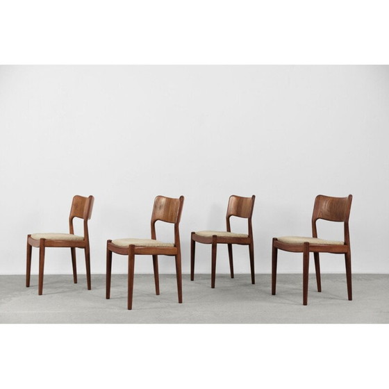 Image 1 of Juego de cuatro sillas de comedor danesas de teca de mediados de siglo de Glostrup Møbelfabrik, años 60