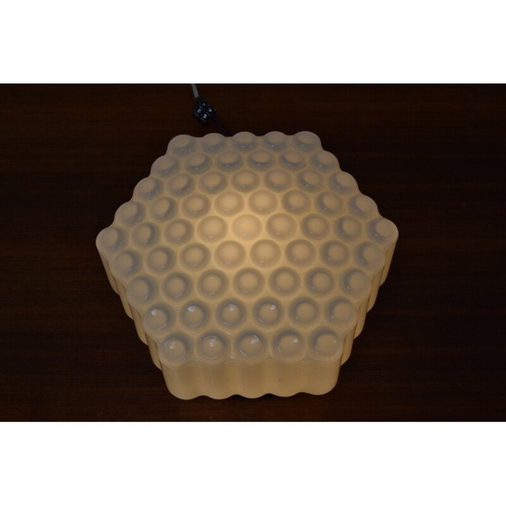 Image 1 of Vintage glass and metal ceiling lamp, Czechoslovakia 1970