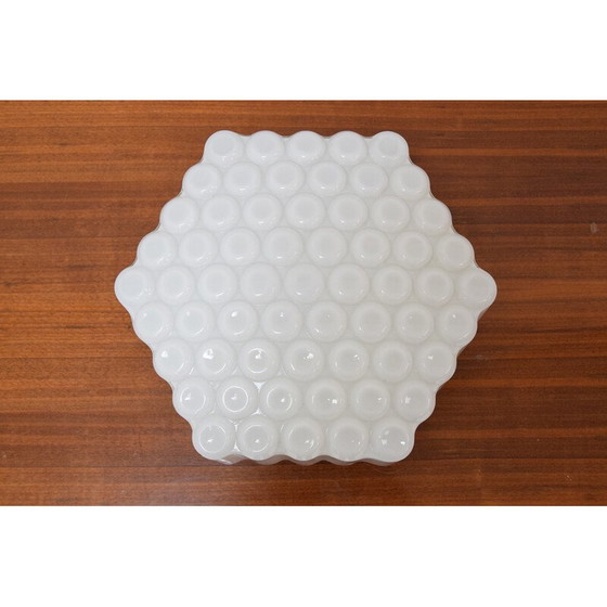 Image 1 of Vintage glass and metal ceiling lamp, Czechoslovakia 1970