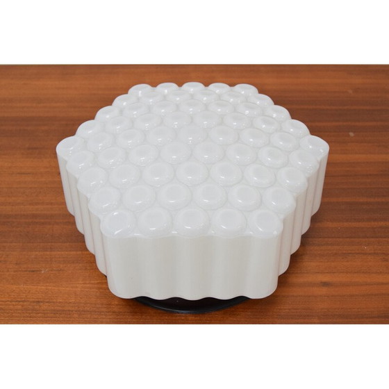 Image 1 of Vintage glass and metal ceiling lamp, Czechoslovakia 1970