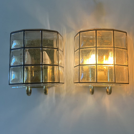 Image 1 of Set (2) Wall lamps - Limburg Glashütte model 3131