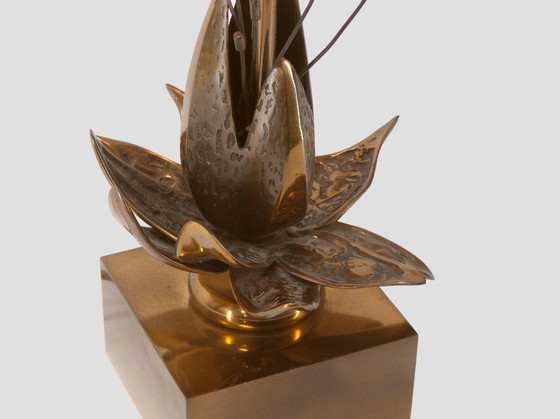 Image 1 of Solid Brass Flower Table Lamp 1970