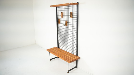 Image 1 of Mid-Century Entryway Bench With Coat Rack, Italy, 1960S