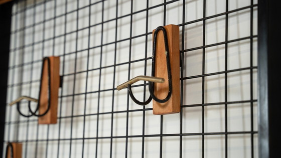 Image 1 of Mid-Century Entryway Bench With Coat Rack, Italy, 1960S