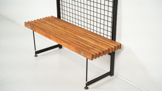 Image 1 of Mid-Century Entryway Bench With Coat Rack, Italy, 1960S