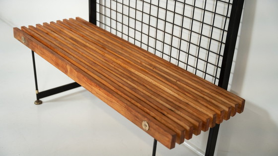 Image 1 of Mid-Century Entryway Bench With Coat Rack, Italy, 1960S