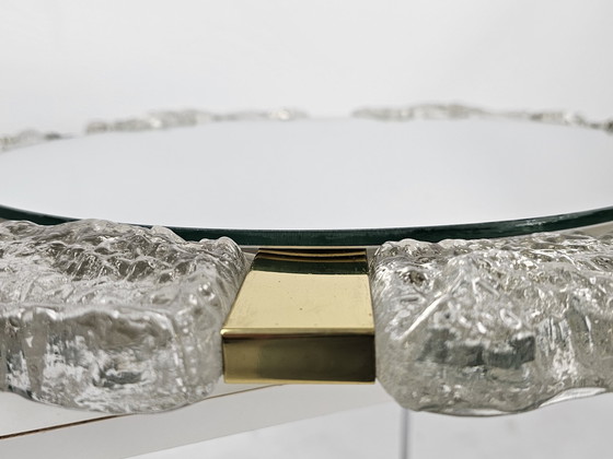 Image 1 of Miroir Hillebrand avec bord en verre et laiton avec rétro-éclairage