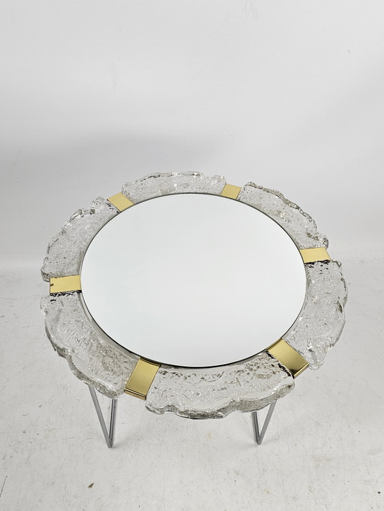 Image 1 of Miroir Hillebrand avec bord en verre et laiton avec rétro-éclairage