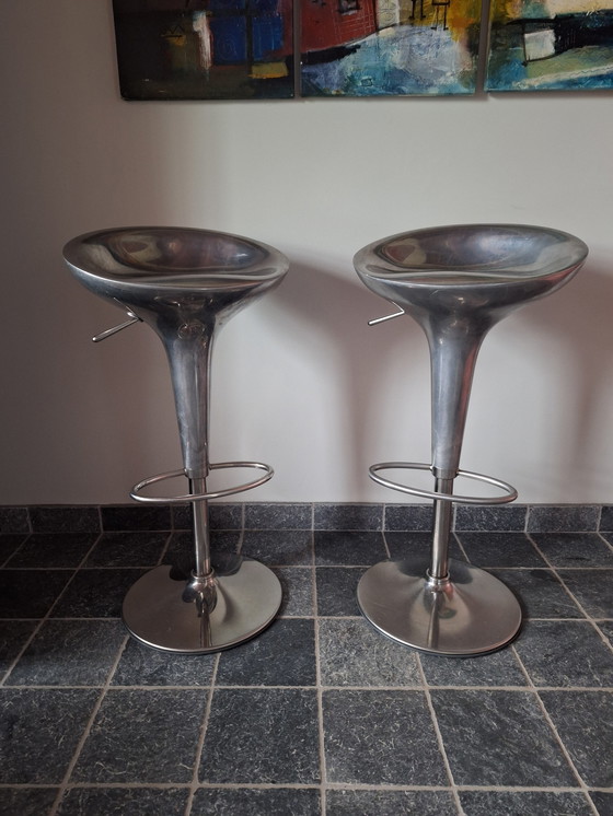 Image 1 of 2x stainless steel Magis Bombo stools