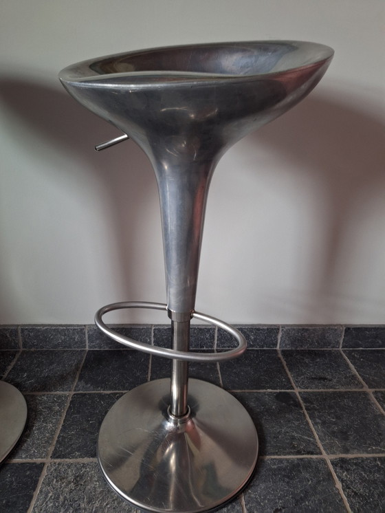 Image 1 of 2x stainless steel Magis Bombo stools