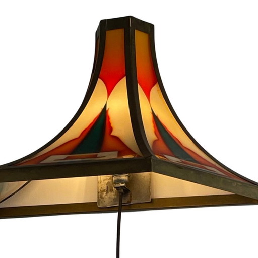 Art Deco / Amsterdam School - Stained glass wall sconce - Bronze frame - Multiple in stock