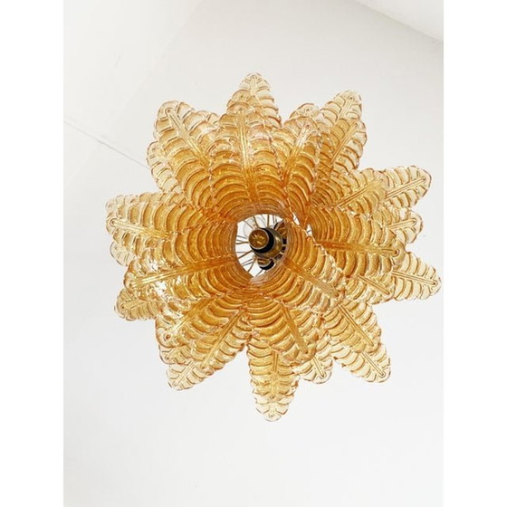 Image 1 of Contemporary Italian Amber “Felci” Murano Glass Chandelier