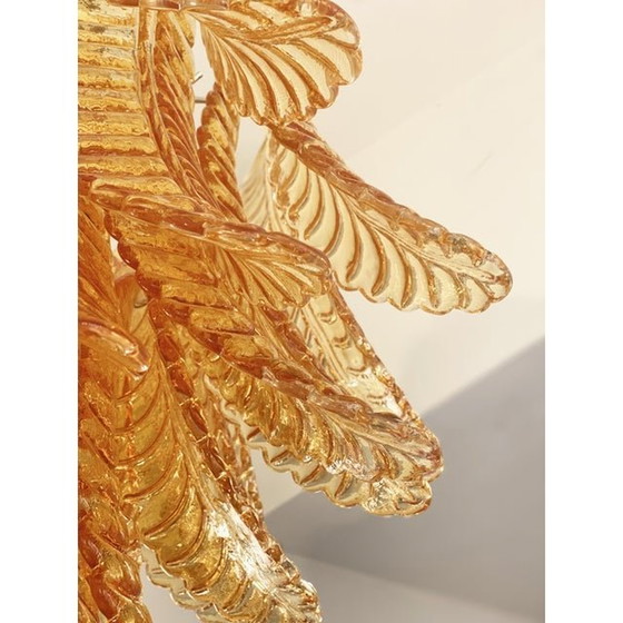 Image 1 of Contemporary Italian Amber “Felci” Murano Glass Chandelier