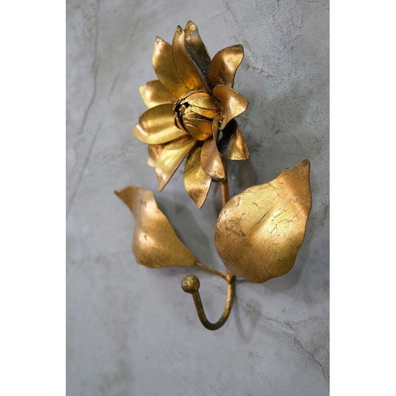 Image 1 of Vintage gilded metal wall coat rack by Hans Kögl, 1970