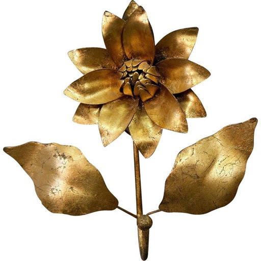 Vintage gilded metal wall coat rack by Hans Kögl, 1970