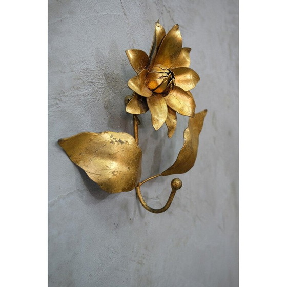 Image 1 of Vintage gilded metal wall coat rack by Hans Kögl, 1970