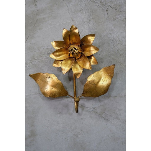 Vintage gilded metal wall coat rack by Hans Kögl, 1970