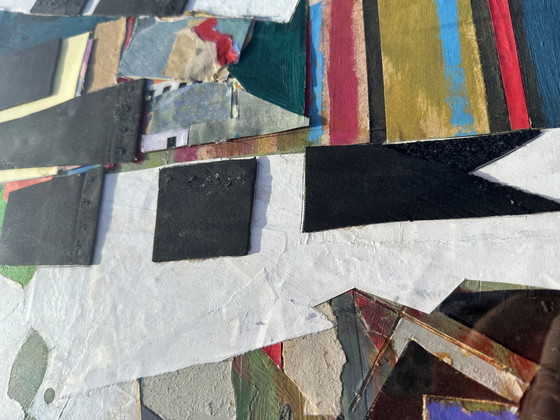 Image 1 of Vintage painting with abstract expressionist collage, 1960
