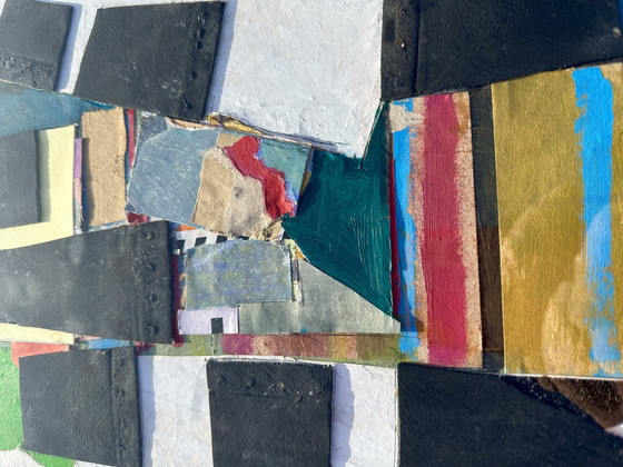 Image 1 of Vintage painting with abstract expressionist collage, 1960
