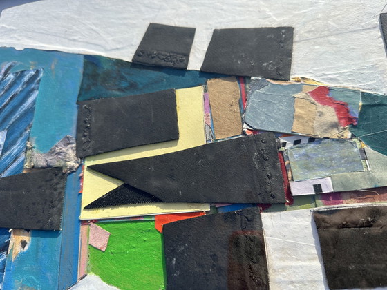 Image 1 of Vintage painting with abstract expressionist collage, 1960