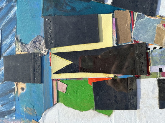 Image 1 of Vintage painting with abstract expressionist collage, 1960