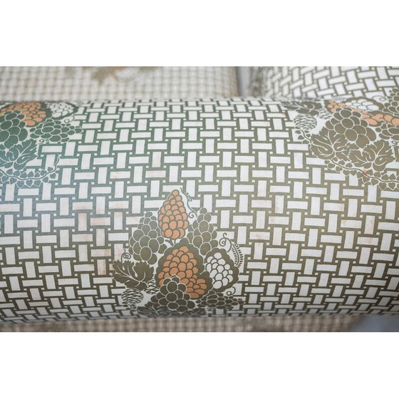 Image 1 of Vintage living room set in wood and silk by Tommaso Barbi, Italy 1970