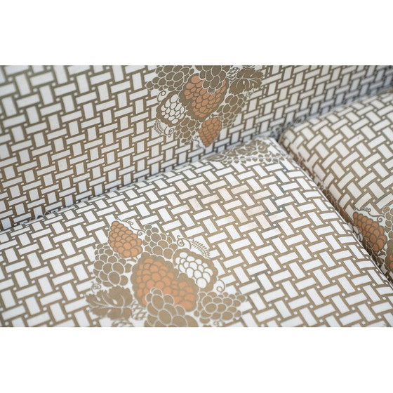 Image 1 of Vintage living room set in wood and silk by Tommaso Barbi, Italy 1970