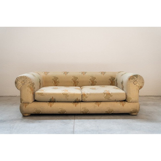 Image 1 of Vintage living room set in wood and silk by Tommaso Barbi, Italy 1970