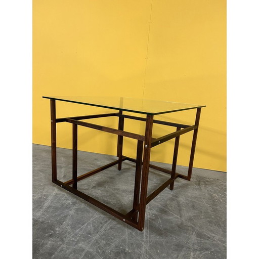 Vintage coffee table in rosewood and glass, Denmark 1960s