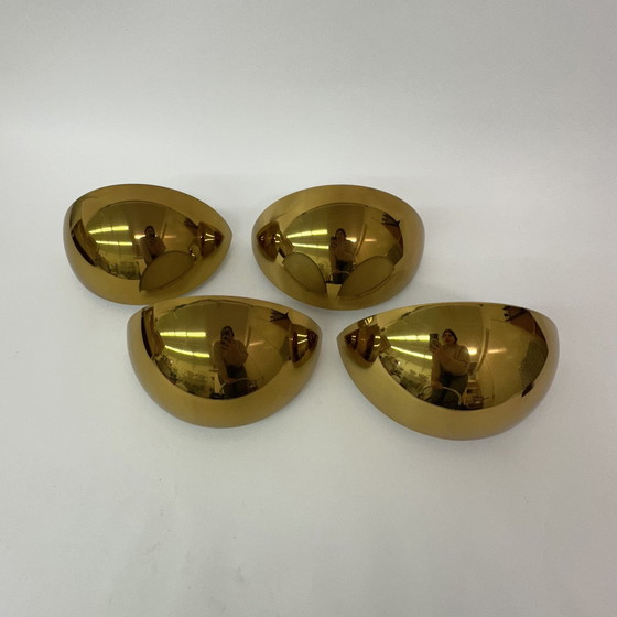 Image 1 of 4x Limburg Glashütte Gold Wall Lights, 1970s Germany