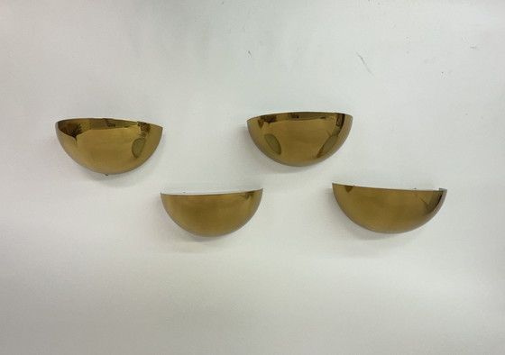 Image 1 of 4x Limburg Glashütte Gold Wall Lights, 1970s Germany