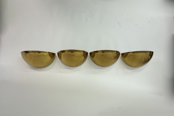 Image 1 of 4x Limburg Glashütte Gold Wall Lights, 1970s Germany