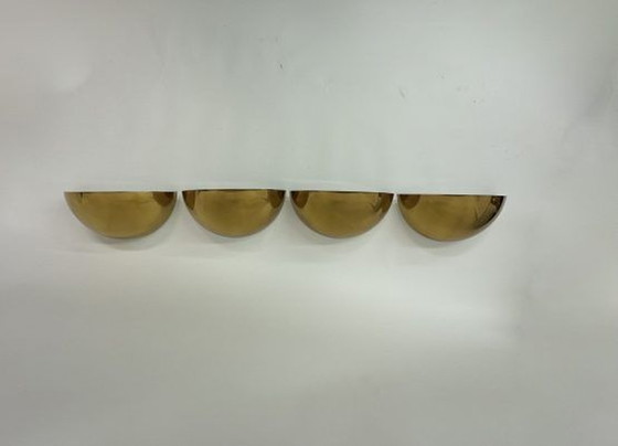 Image 1 of 4x Limburg Glashütte Gold Wall Lights, 1970s Germany