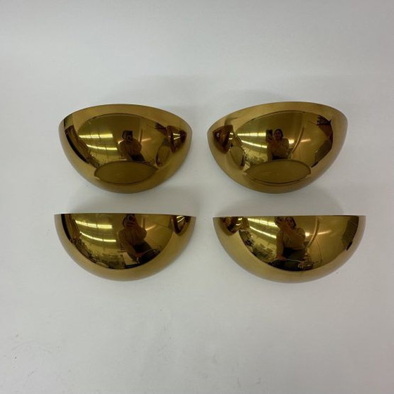 Image 1 of 4x Limburg Glashütte Gold Wall Lights, 1970s Germany