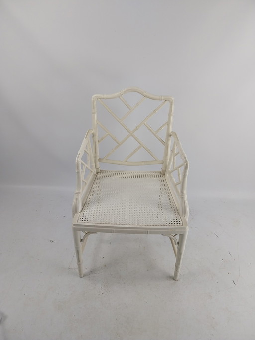 Faux bamboo chippendale chair in style of jonathan adler 