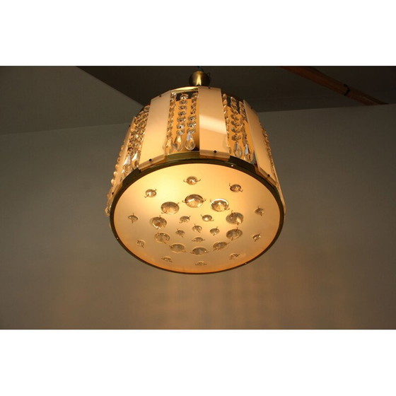 Image 1 of Vintage crystal and plastic chandelier by Jablonecke Sklarny, Czech 1970