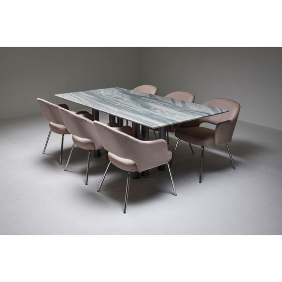 Image 1 of Tavolo da pranzo vintage in marmo grigio e viola di Pia Manu, Belgio, 1990