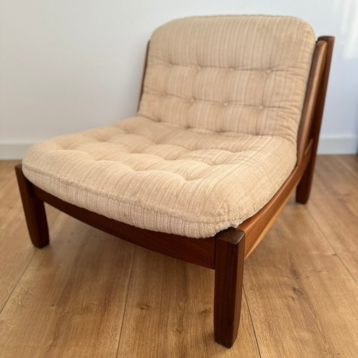 Poltrona vintage scandinava anni '70 ristrutturata - Mogano massello